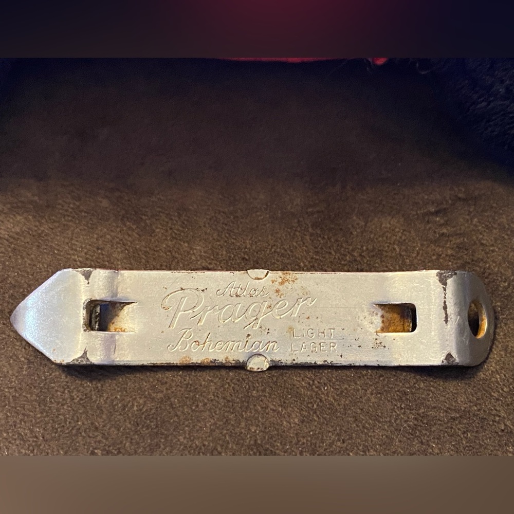 Atlas Prager Bohemian Light Lager Beer Can Bottle Opener Vintage
